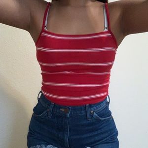 Brandy Melville Red Striped Faye Tank